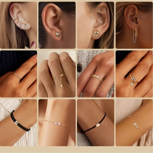 Elegant gold S925 sterling silver jewelry set featuring zircon earrings and bracelets