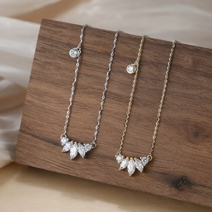 S925 sterling silver necklaces with marquise zircon pendants in gold and silver finish