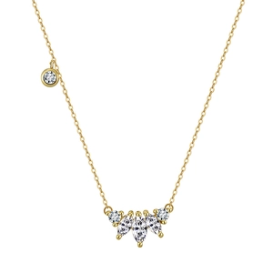 925 Sterling Silver Asymmetric Zirconia Pendant Necklace For Women Elegant Marquise Cut Dainty Link Chain Choker Jewelry Gift