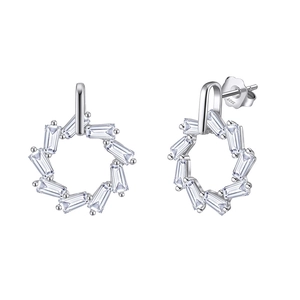 Boucles d'oreilles S925 en argent avec zircons rectangulaires en forme de couronne