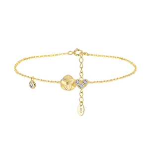 Elegantes 925 Sterlingsilber Blumen Herz Strass Armband Für Damen 14K Vergoldet Herz Anhänger Verstellbare Gliederkette Schmuck Geschenk