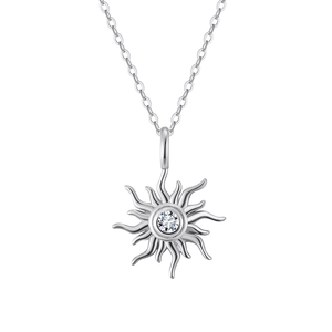 Collier avec pendentif tournesol en argent orné d'un zircon cubique brillant sur chaîne fine