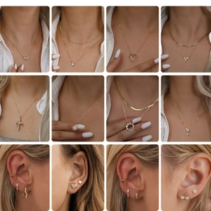 S925 sterling silver gold earrings set with sparkling zircon in various shapes