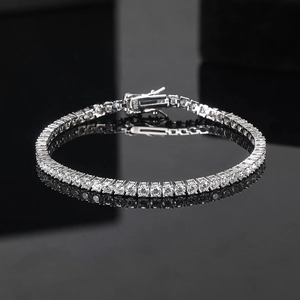 Detail shot of S925 sterling silver stamp and secure clasp on Moissanite tennis bracelet