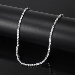 Minimalistische Moissanit Tennis-Halskette aus S925 Sterlingsilber mit runden Steinen