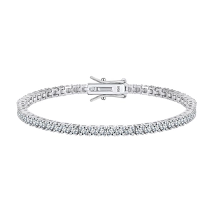 Bracelet tennis classique en argent sterling S925 avec moissanites de taille ronde