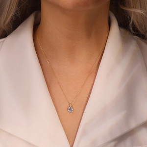 Detailed view of an elegant S925 silver crown necklace with a sparkling round zircon stone