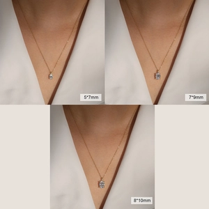 Comparison of 5*7mm, 7*9mm, 8*10mm oval crystal pendant necklaces on model neck