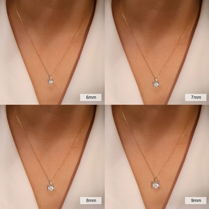 S925 sterling silver square zircon pendant necklaces in 6mm, 7mm, 8mm, and 9mm sizes