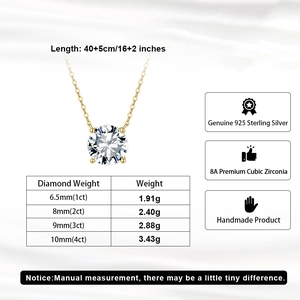 Elegant S925 sterling silver single stone necklace with high-grade zircon pendant