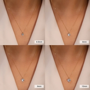 Collier cœur en argent S925 avec zircons, tailles de pendentif de 6,5 mm à 10 mm