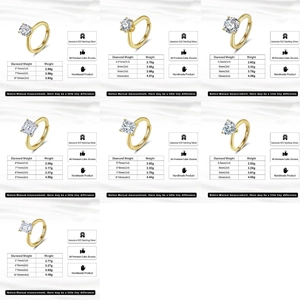 Collezione di anelli in argento S925 dorato con varie forme e tagli di moissanite