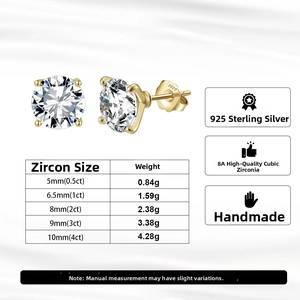 Tableau des tailles pour boucles d'oreilles en argent S925 de 5 mm à 10 mm avec poids