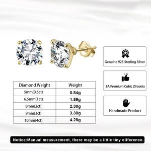 Boucles d'oreilles 8A zircon cubique en argent S925 avec guide des tailles détaillé