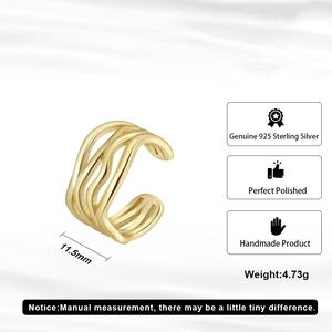 Minimalistische s925 Sterling Silber Wellen-Ohrklemme in Gold für Ohren ohne Löcher