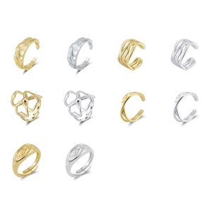 925 Sterlingsilber Wellenförmiger Geometrischer Offener Ring Für Damen Minimalistisch Gold Silber Plattiert Verstellbar Schmuck