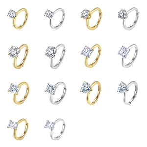 Collection of S925 sterling silver moissanite rings in various cuts and metal finishes