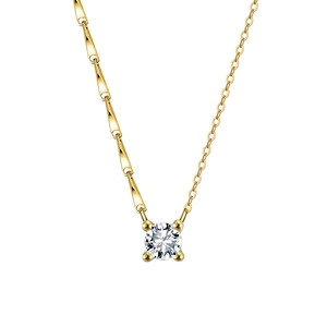 925 Sterling Silver Zirconia Pendant Necklace Asymmetric Chain Minimalist Geometric Jewelry For Women 14K Gold Platinum Plated