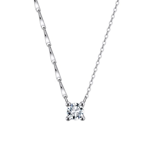 S925 Sterling Silver necklace with zircon pendant and unique asymmetric link chain design
