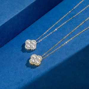 Elegant S925 sterling silver four-leaf clover necklaces with shimmering cubic zirconia