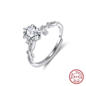 Bague raffinée en argent 925 style branche avec zircon étincelant pour femmes