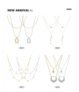 Four styles of S925 silver clover and geometric pendant necklaces in gold and silver
