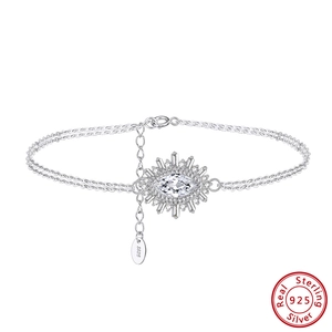 Macro shot of S925 sterling silver evil eye bracelet with marquise-cut zircon detail