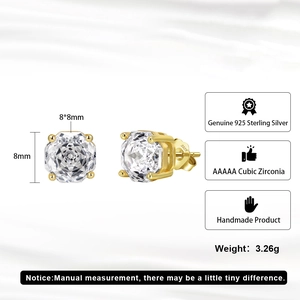 Macro detail of 8mm octagon cut 925 silver stud earrings with 5A cubic zirconia stones