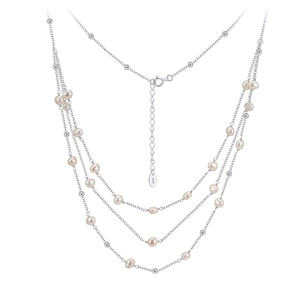 Collier Superposé en Argent Sterling 925 avec Perles d'Eau Douce pour Femmes Élégant Choker Multi Rangs Bijoux Cadeau