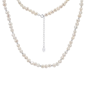Collier de Perles d'Eau Douce Naturelles Baroque Français Avec Chaîne en Argent Sterling 925 Bijoux pour Femmes Mariage Banquet