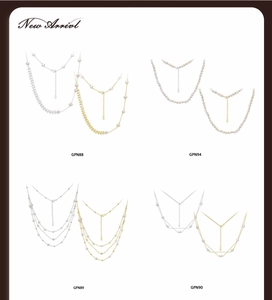 Collage of pearl and wheat leaf pendants in gold and silver finishes for women