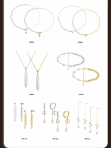 Collection of S925 silver and pearl jewelry featuring necklaces, bracelets, and earrings