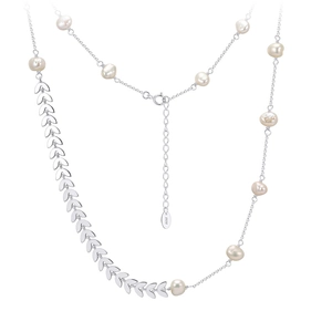 925 Sterling Silver Freshwater Pearl Wheat Spike Necklace Irregular Pearl Asymmetric Stitching Fashion Jewelry For Women