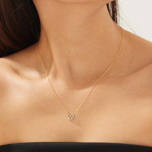 Élégant collier pendentif cœur et croix en argent S925 doré avec cristaux brillants