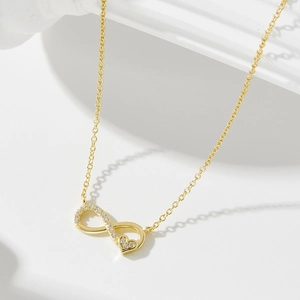 925 Sterlingsilber Unendlichkeit Herz Anhänger Halskette Strass Eingelegt Gold Silber Galvanisiert Schlüsselbein Kette Damen