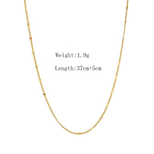 Detail view of 18K gold S925 necklace showing 1.9g weight and 37+5cm adjustable chain