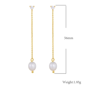 Detailed view of silver long tassel earrings with dimensions 56mm and weight 1.93g