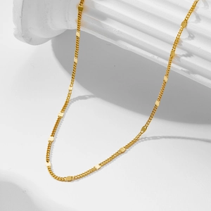 S925 Sterling Silver Gold Plated Plain Chain Necklace For Women Minimalist Design Clavicle Chain Ins Style Basic Neck Chain Jewelry