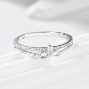 S925 sterling silver infinity ring with sparkling pavé cubic zirconia gemstones