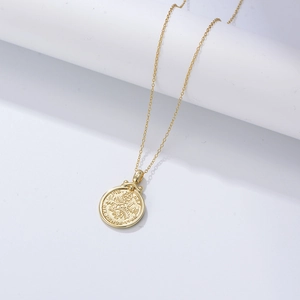 S925 sterling silver Elizabeth coin necklace with a 1965 relief pendant in gold finish