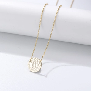 925 Sterling Silver Hammered Coin Pendant Necklace For Women Vintage Minimalist Gold Round Disc Clavicle Chain Jewelry