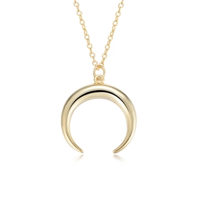 Collier avec pendentif croissant de lune en argent S925 poli et chaîne dorée délicate