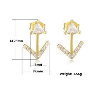S925 silver geometric triangle earrings with dimensions and weight 1.56g detail