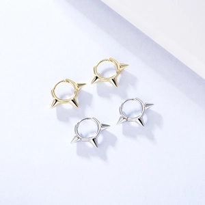 Orecchini a cerchio minimalisti con punte in argento sterling S925 stile punk oro
