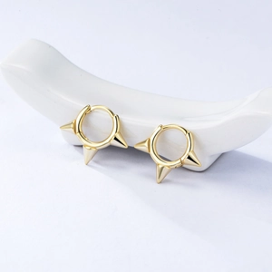 Orecchini a Cerchio con Punta in Argento Sterling 925 Punk Rock Minimalista Borchia Conica per Donna Gioielli Individuali