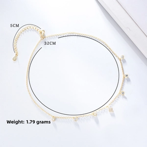 Detail view of gold S925 silver choker length 32cm plus 5cm with zircon accents