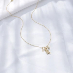Collier BABE en argent S925 plaqué or avec pendentif éclair et petits diamants étincelants