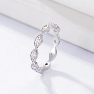 S925 sterling silver evil eye marquise ring with brilliant white zircon stones