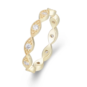 Golden S925 silver marquise diamond eye ring with vintage milgrain and zircon stones