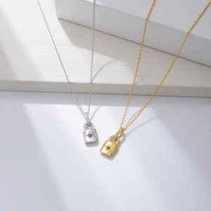 Collier cadenas en argent S925 avec zircons étoilés, versions dorée et argentée